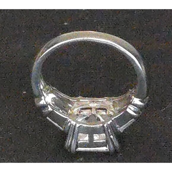 Square-Cut CZ Sterling Silver Ring With Baguette Accents Marked 925 Signed DBJ - Picture 8 of 9